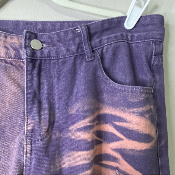 SHEIN Men’s Bleach-Dyed Purple & Pink Distressed Straight-Leg Jeans W32 - Picture 2 of 4